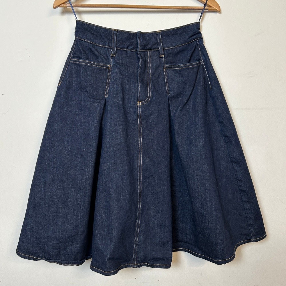Zara Denim Skirt Casual XS Dark Indigo Excellent Retro Minimal Style